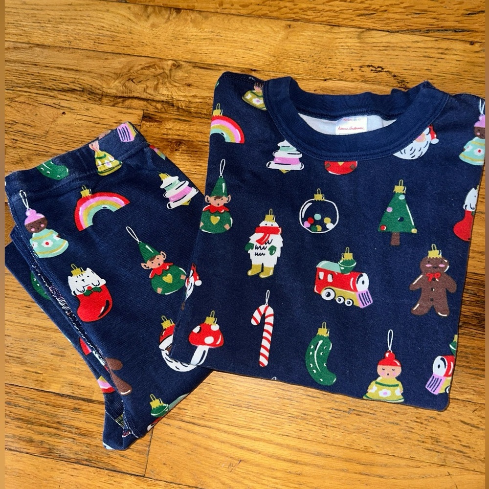 Hanna Andersson Holiday Christmas Theme Two Piece Pajamas Set sz 150 US 12